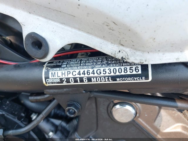 Aukcja sprzedaży 2016 Honda Cbr500 R, vin: MLHPC4464G5300856, numer aukcji: 45891176