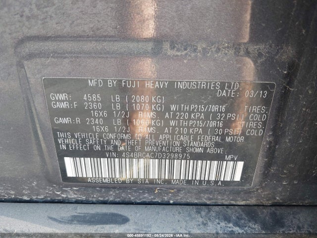 Продаж на аукціоні авто 2013 Subaru Outback 2.5i, vin: 4S4BRCAC7D3298975, номер лоту: 45891192