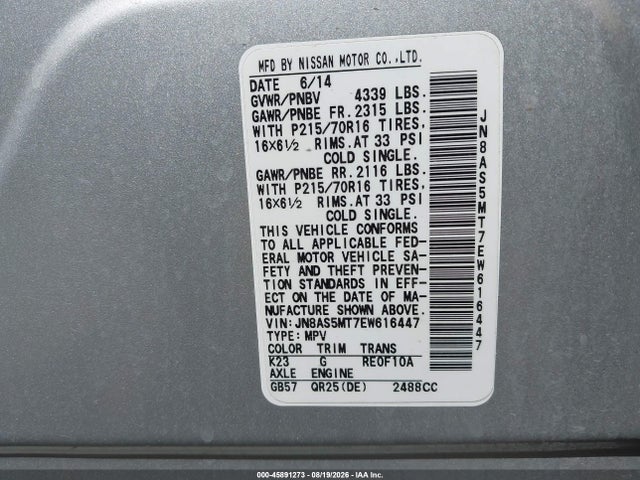 Nissan Rogue Select S 2014 JN8AS5MT7EW616447 Image 9