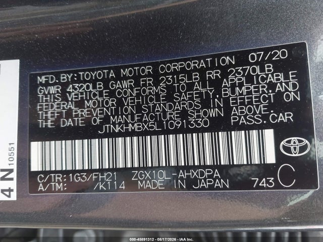 Продажа на аукционе авто 2020 Toyota C-hr Le, vin: JTNKHMBX5L1091330, номер лота: 45891312