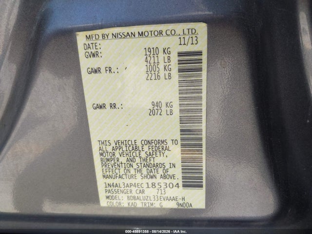 Nissan Altima 2.5 Sv 2014 1N4AL3AP4EC185304 Image 9