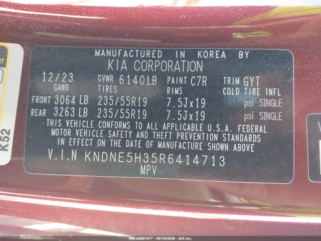 Продаж на аукціоні авто 2024 Kia Carnival Mpv Sx Prestige, vin: KNDNE5H35R6414713, номер лоту: 45891477