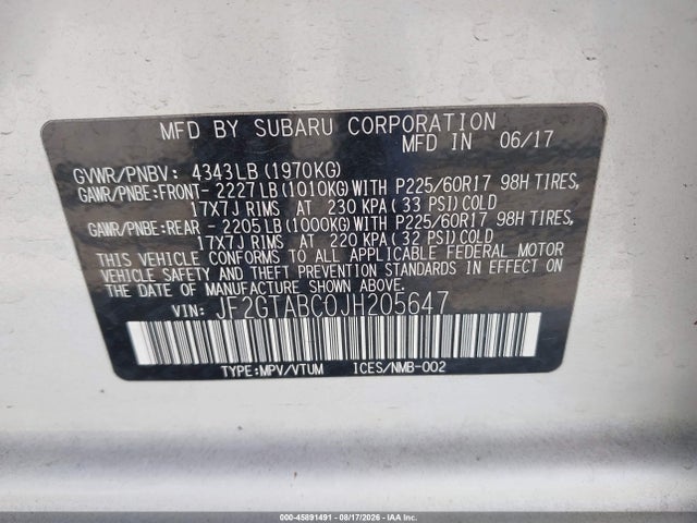 JF2GTABC0JH205647 Subaru Crosstrek 2.0i Premium