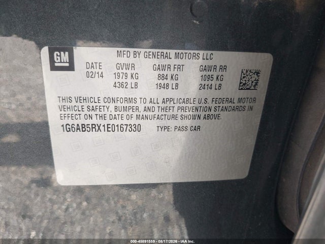 Продажа на аукционе авто 2014 Cadillac Ats Luxury, vin: 1G6AB5RX1E0167330, номер лота: 45891559