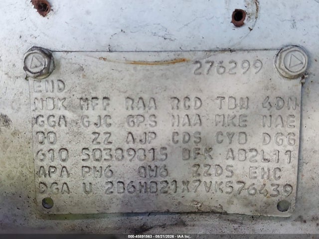 45891563 :رقم المزاد ، 2B6HB21X7VK576439 vin ، 1997 Dodge Ram Van 2500 Commercial مزاد بيع