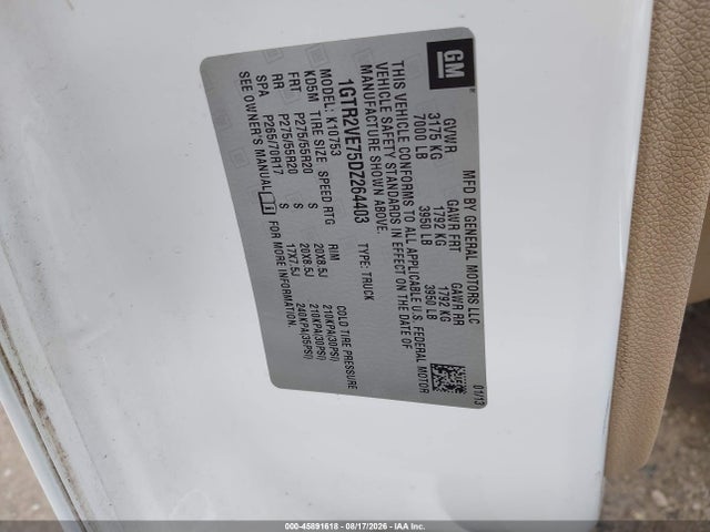 Aukcja sprzedaży 2013 Gmc Sierra 1500 Sle, vin: 1GTR2VE75DZ264403, numer aukcji: 45891618