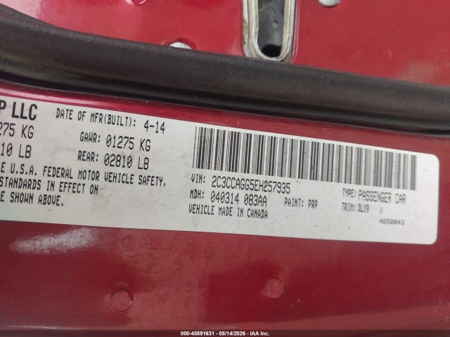 45891631 :رقم المزاد ، 2C3CCAGG5EH257935 vin ، 2014 Chrysler 300 300s مزاد بيع