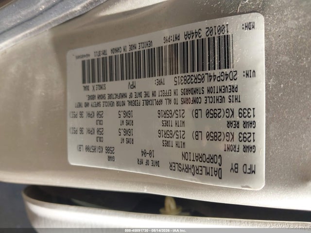 Aukcja sprzedaży 2005 Dodge Grand Caravan Sxt, vin: 2D4GP44L05R328315, numer aukcji: 45891730
