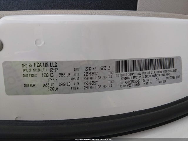 Продаж на аукціоні авто 2018 Chrysler Pacifica Touring L Plus, vin: 2C4RC1EG5JR171165, номер лоту: 45891750