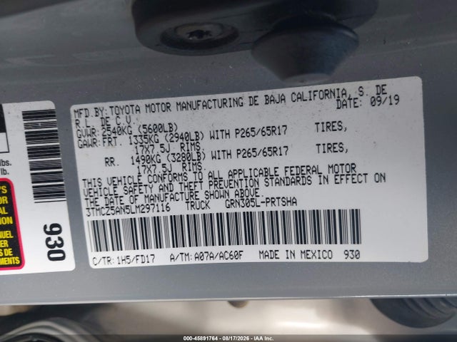 3TMCZ5AN5LM297116 Toyota Tacoma Trd Sport