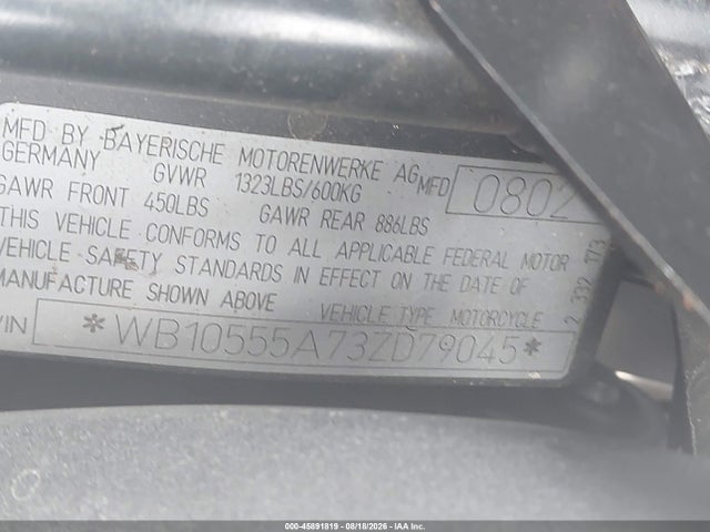 Продажа на аукционе авто 2003 Bmw K1200 Lt, vin: WB10555A73ZD79045, номер лота: 45891819