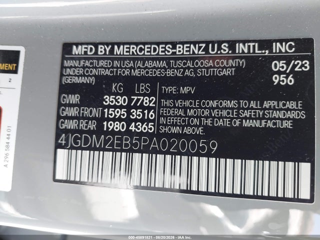 Aukcja sprzedaży 2023 Mercedes-benz Eqs 450 Suv 4matic, vin: 4JGDM2EB5PA020059, numer aukcji: 45891821