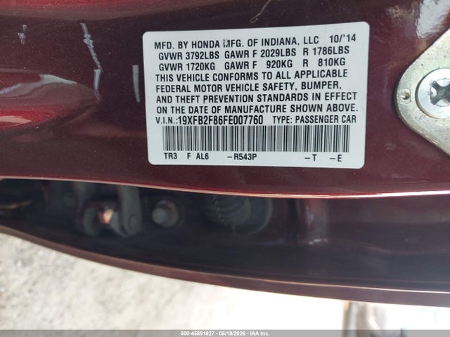 Honda CIVIC EX 2015 19XFB2F86FE007760 Image 9