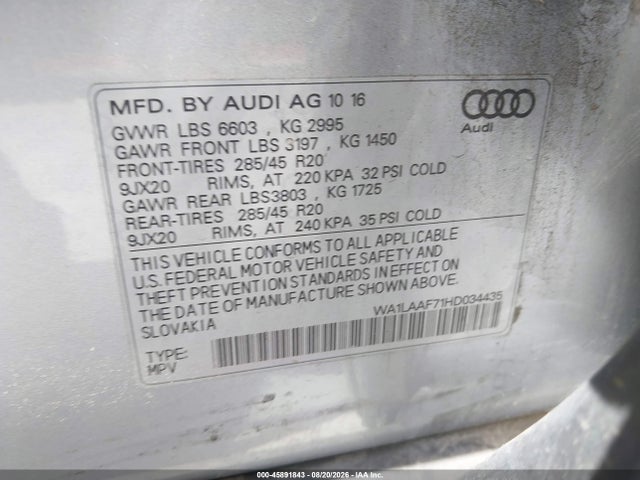 Audi Q7 3.0t Premium 2017 WA1LAAF71HD034435 Image 9
