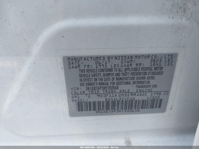 Nissan SENTRA SV 2017 3N1AB7AP3HY350648 Image 9
