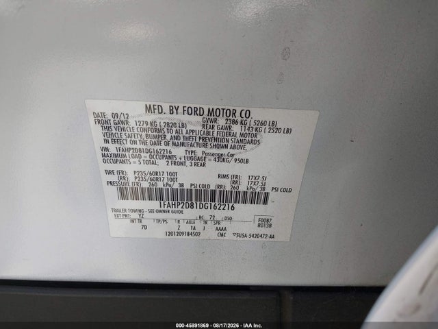 Продаж на аукціоні авто 2013 Ford Taurus Se, vin: 1FAHP2D81DG162216, номер лоту: 45891869