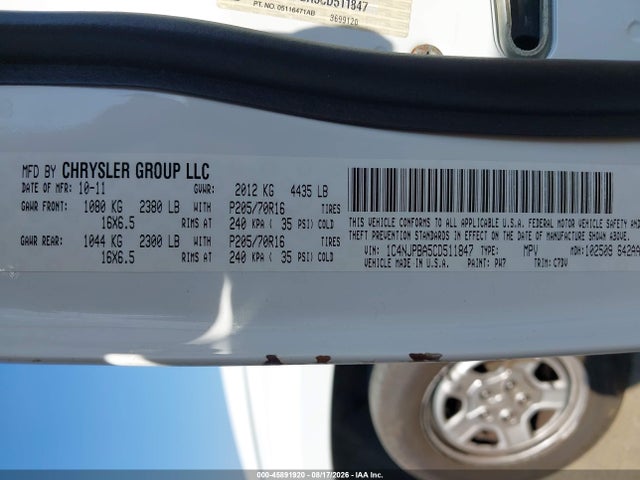 45891920 :رقم المزاد ، 1C4NJPBA5CD511847 vin ، 2012 Jeep Patriot Sport مزاد بيع