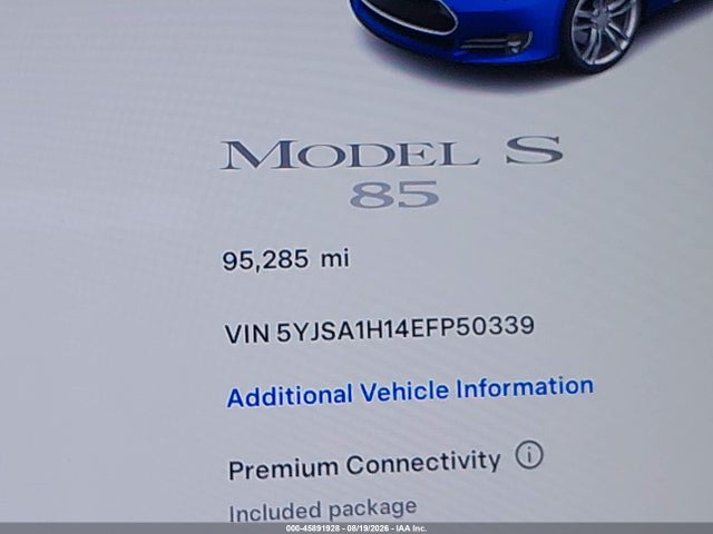 Продажа на аукционе авто 2014 Tesla Model S P85, vin: 5YJSA1H14EFP50339, номер лота: 45891928