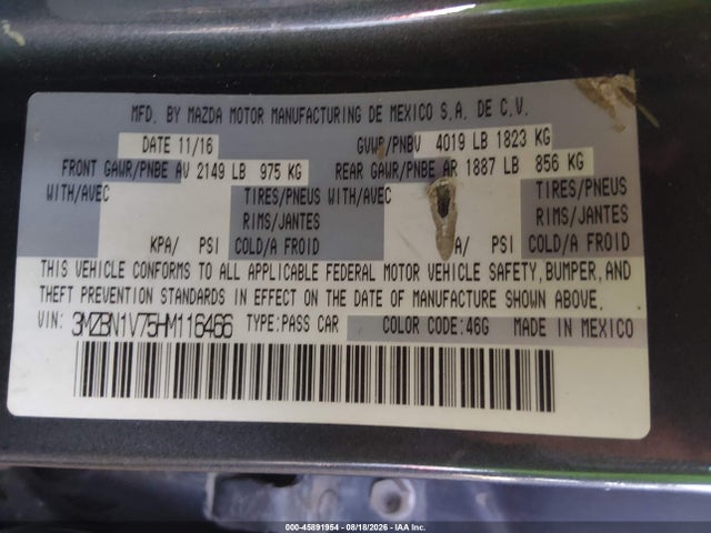 3MZBN1V75HM116466 Mazda Mazda3 Touring
