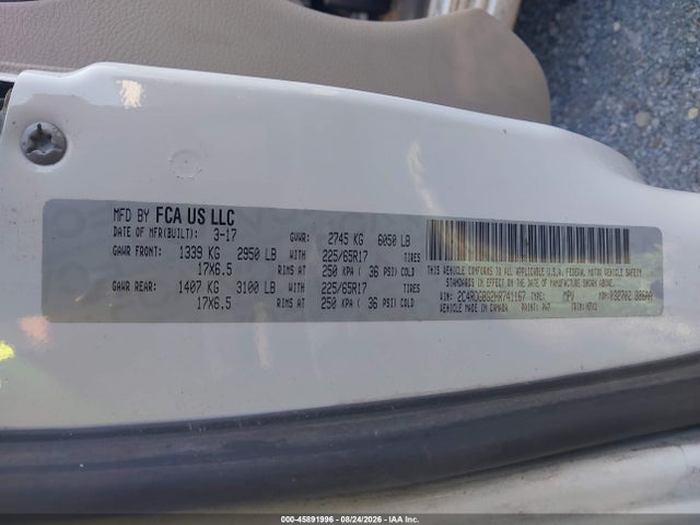 Продажа на аукционе авто 2017 Dodge Grand Caravan Se, vin: 2C4RDGBG2HR741167, номер лота: 45891996