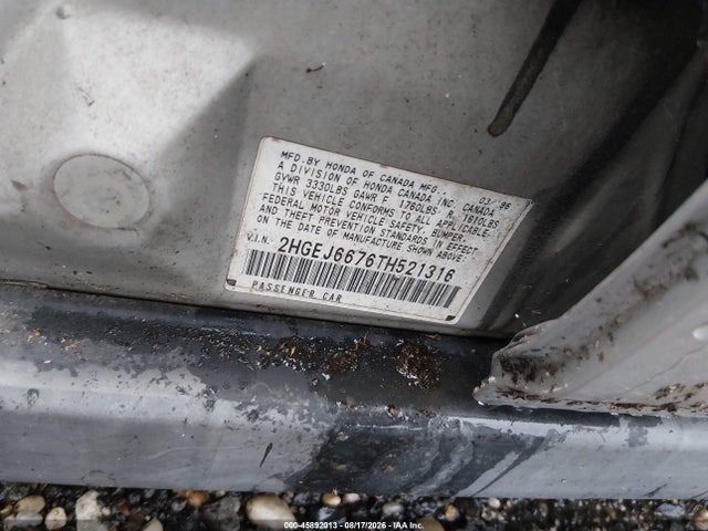 45892013 :رقم المزاد ، 2HGEJ6676TH521316 vin ، 1996 Honda Civic Lx مزاد بيع