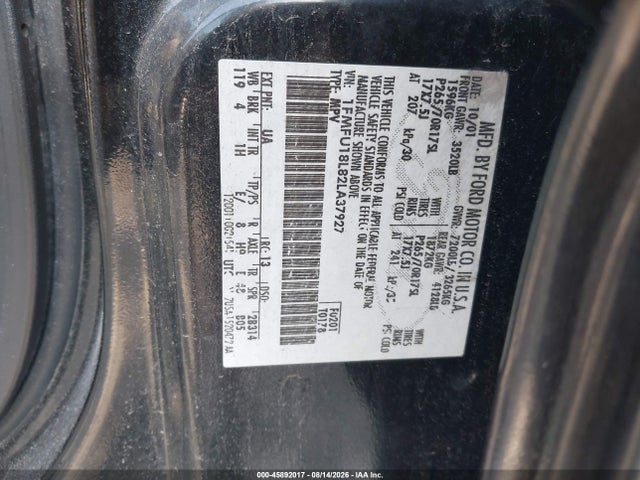 Aukcja sprzedaży 2002 Ford Expedition Eddie Bauer, vin: 1FMFU18L82LA37927, numer aukcji: 45892017