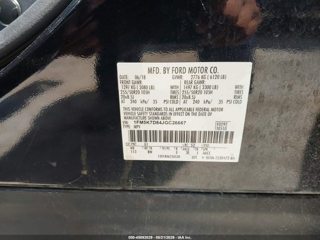 Ford EXPLORER XLT 2018 1FM5K7D84JGC26667 Image 9