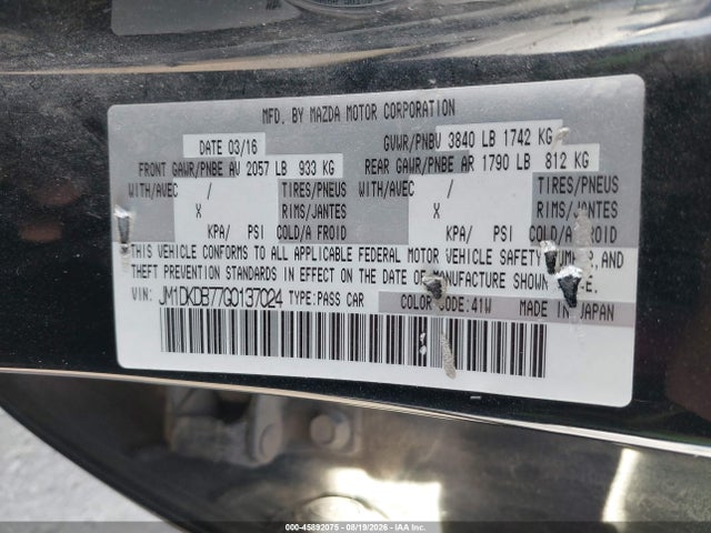 Aukcja sprzedaży 2016 Mazda Cx-3 Sport, vin: JM1DKDB77G0137024, numer aukcji: 45892075