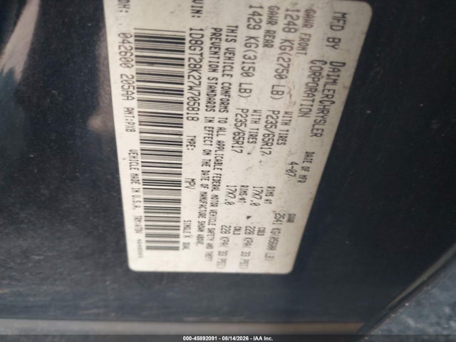 Продажа на аукционе авто 2007 Dodge Nitro Sxt, vin: 1D8GT28K27W705818, номер лота: 45892091