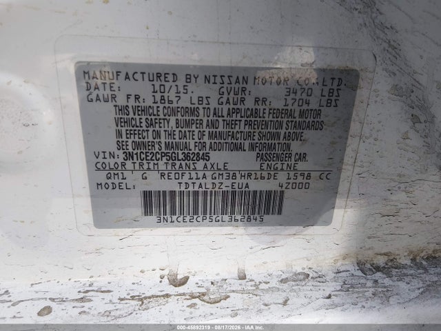 Nissan VERSA NOTE 2016 3N1CE2CP5GL362845 Image 9