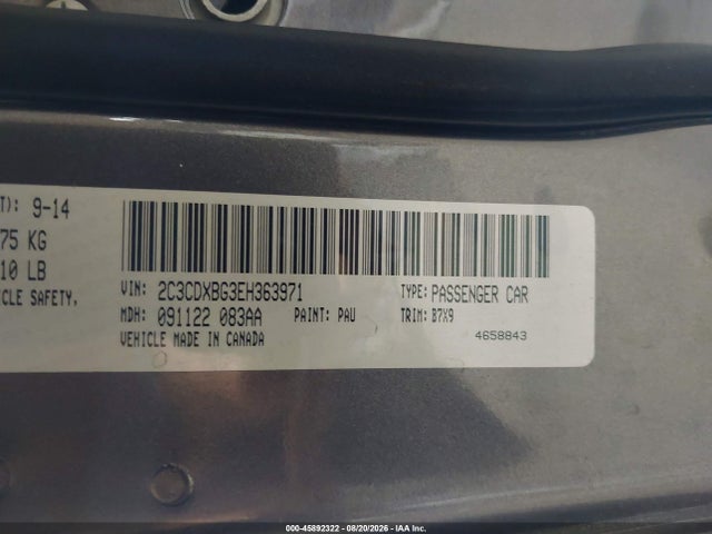 Продаж на аукціоні авто 2014 Dodge Charger Se, vin: 2C3CDXBG3EH363971, номер лоту: 45892322