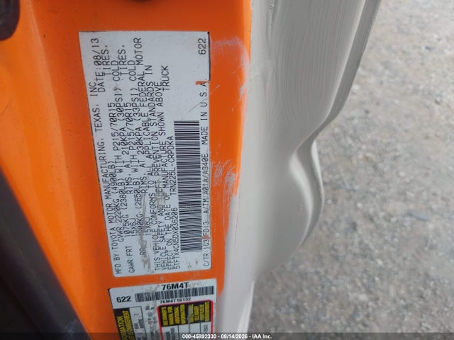 2013 Toyota Tacoma მანქანა იყიდება აუქციონზე, vin: 5TFTX4CN5DX036206, აუქციონის ნომერი: 45892330
