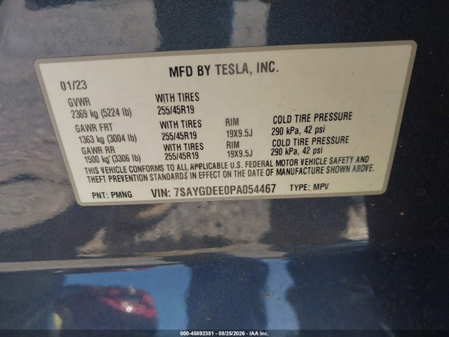 Aukcja sprzedaży 2023 Tesla Model Y Awd/long Range Dual Motor All-wheel Drive, vin: 7SAYGDEE0PA054467, numer aukcji: 45892351
