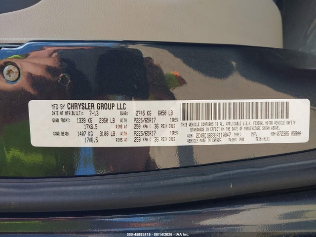 Продажа на аукционе авто 2014 Chrysler Town & Country Touring, vin: 2C4RC1BG9ER110847, номер лота: 45892416