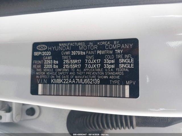 2021 Hyundai Kona Sel მანქანა იყიდება აუქციონზე, vin: KM8K22AA7MU662139, აუქციონის ნომერი: 45892447