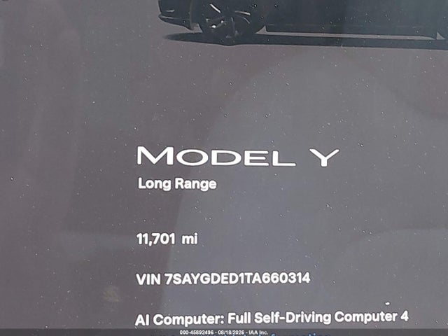 Aukcja sprzedaży 2026 Tesla Model Y Premium Rear-wheel Drive/rear-wheel Drive, vin: 7SAYGDED1TA660314, numer aukcji: 45892496