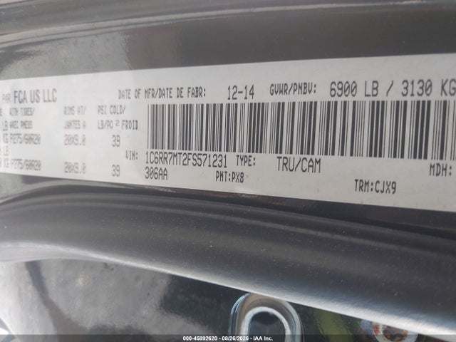 Продаж на аукціоні авто 2015 Ram 1500 Sport, vin: 1C6RR7MT2FS571231, номер лоту: 45892620