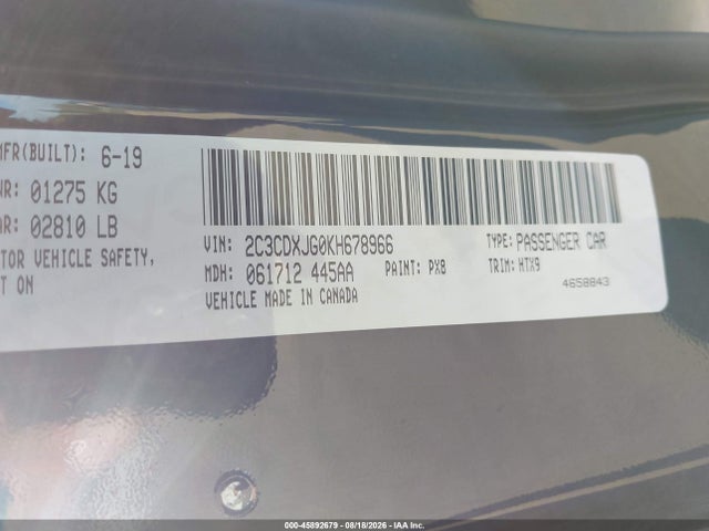 Продажа на аукционе авто 2019 Dodge Charger Sxt Awd, vin: 2C3CDXJG0KH678966, номер лота: 45892679