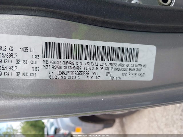 2016 Jeep Patriot Latitude მანქანა იყიდება აუქციონზე, vin: 1C4NJPFB6GD653326, აუქციონის ნომერი: 45892704