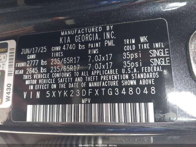 Продаж на аукціоні авто 2026 Kia Sportage Lx, vin: 5XYK23DFXTG348048, номер лоту: 45892725