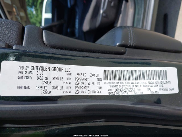 Aukcja sprzedaży 2011 Jeep Grand Cherokee Laredo, vin: 1J4RR4GG2BC555258, numer aukcji: 45892794