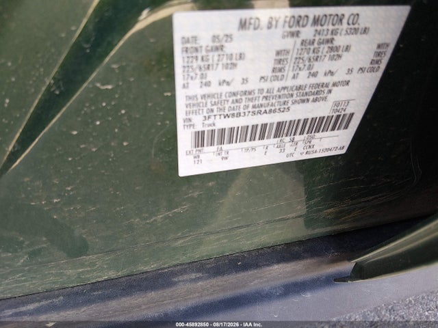 Aukcja sprzedaży 2025 Ford Maverick Xl, vin: 3FTTW8B37SRA86525, numer aukcji: 45892850