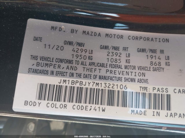 Mazda Mazda3 2.5 Turbo 2021 JM1BPBJY7M1322106 Image 9