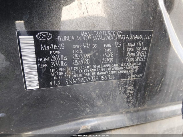 2023 Hyundai Santa Fe Sel მანქანა იყიდება აუქციონზე, vin: 5NMS2DAJ2PH561151, აუქციონის ნომერი: 45892909