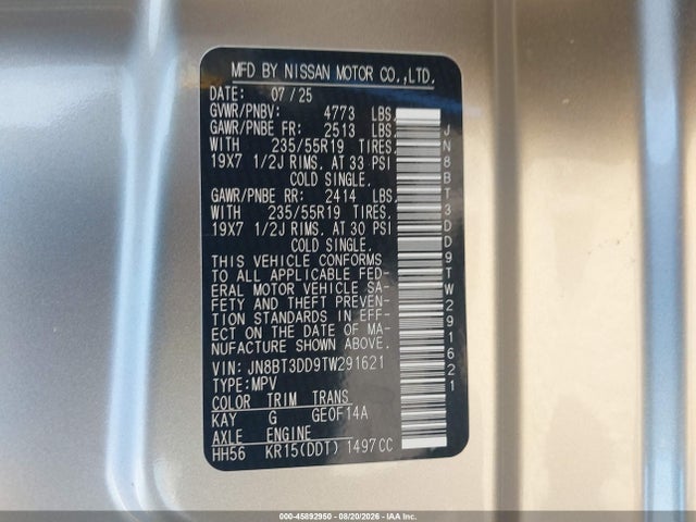 Nissan Rogue Platinum 2026 JN8BT3DD9TW291621 Image 9