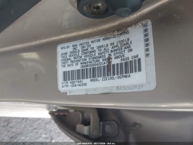 Aukcja sprzedaży 2004 Toyota Corolla Le, vin: 1NXBR32E64Z214798, numer aukcji: 45893023
