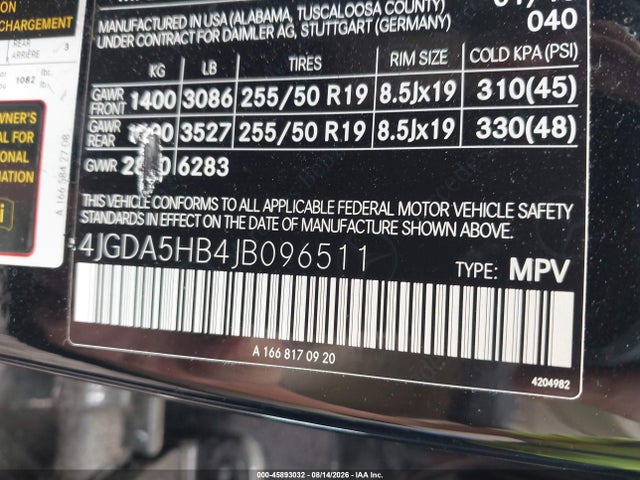 45893032 :رقم المزاد ، 4JGDA5HB4JB096511 vin ، 2018 Mercedes-benz Gle 350 4matic مزاد بيع