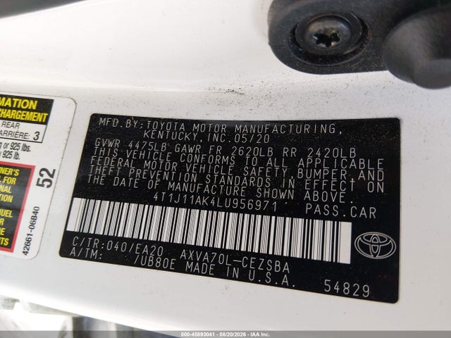 4T1J11AK4LU956971 Toyota CAMRY SE