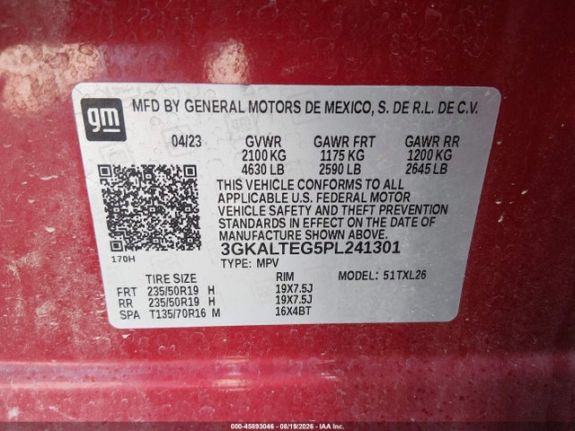 Продаж на аукціоні авто 2023 Gmc Terrain Awd Sle, vin: 3GKALTEG5PL241301, номер лоту: 45893046