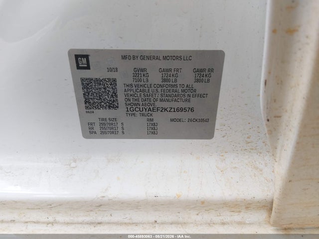 45893063 :رقم المزاد ، 1GCUYAEF2KZ169576 vin ، 2019 Chevrolet Silverado 1500 Work Truck مزاد بيع